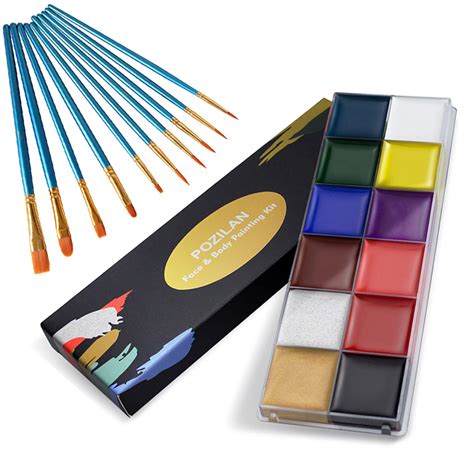 Buy 12 Colors Face Paint with Brushes, Professional Face Painting Kits ...