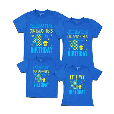 Buy Celebrating 4th Birthday T-shirts For Daughter With Family ...
