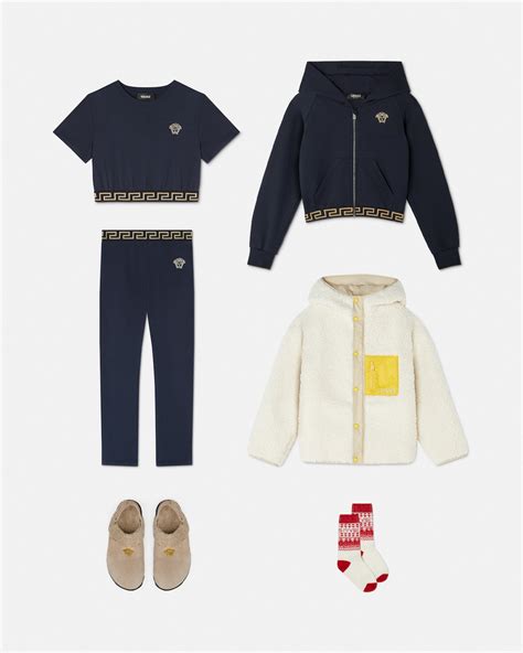 Greca Kids Leggings Blue | VERSACE US