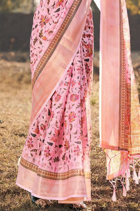 Buy Pastel Pink Cotton Saree online-Karagiri