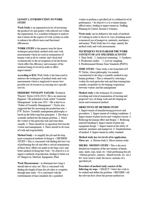 Image result for Example of Work Study