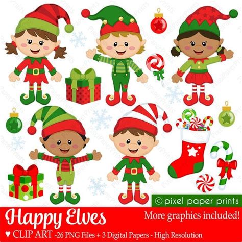 Elf Clip Art - Christmas Elf - Happy Elves -digital Download ...