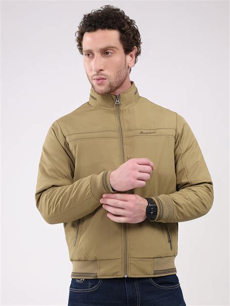 Buy Men Khaki Solid Collar Full Sleeve Jacket Online in India - Monte Carlo