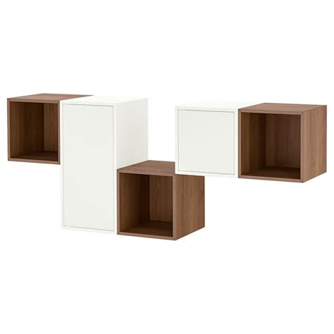 EKET wall-mounted cabinet combination, white/walnut effect, 175x35x70 ...