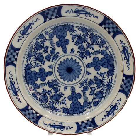 Large 18th Century Delft Blue and White Charger Decorated in Kraak ...