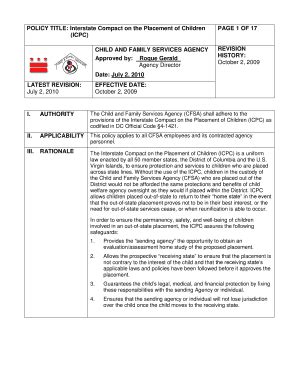 Fillable Online cfsa dc POLICY TITLE: Interstate Compact on the ...