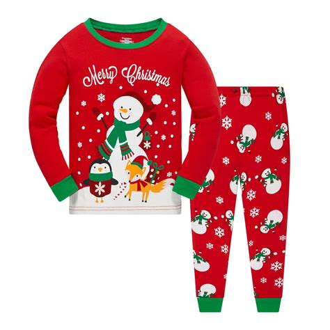 Popshion Toddler Boy 100% Cotton Christmas Pajamas Christmas Snowman ...