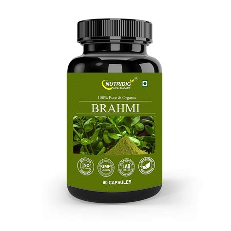 Nutridig's BRAHMI CAPSULES (Bacopa Monnieri) Extract 500 mg 90 Vegan ...