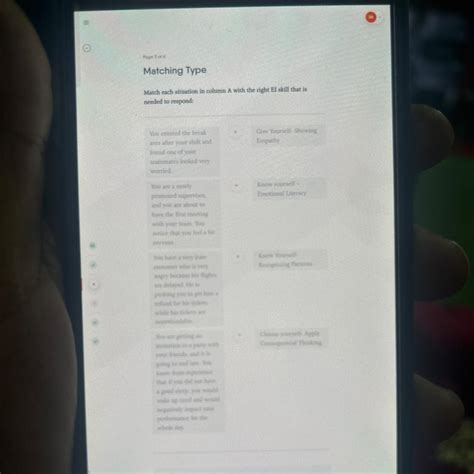 Matching Type Match each situation in column A with the right EI skill ...
