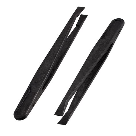 Unique Bargains 2 Pcs Anti Static Flat Tip Black Plastic Tweezers ...
