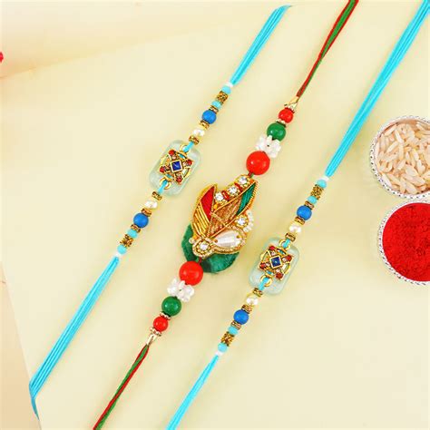 Send Designer Rakhi set of 3 - China Online | Rakhibazaar.com