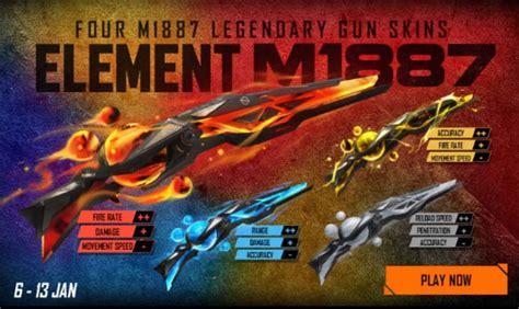 How To Obtain The 4 New Legendary M1887 Elemental Skins In Free Fire