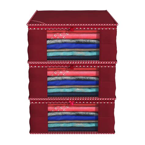 Kuber Industries Clothes Organizer For Wardrobe (Pack of 3) - Storage ...