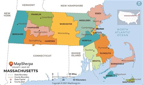 Massachusetts Counties Map by MapSherpa - The Map Shop