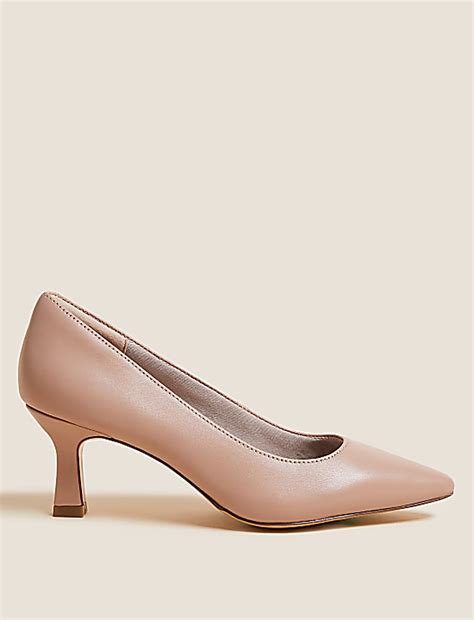 Buy Wide Fit Leather Kitten Heels at Marks & Spencer