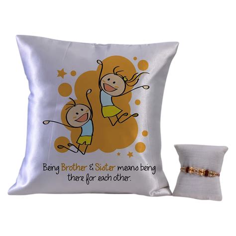 Buy Giftszon Special Rakhi Gift Printed Satin Fabric Cushion Gifts for ...