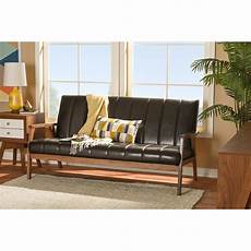 Brown Mid Century by Baxton Studio Nikko Mid Century Brown Faux Leather Brown Mid Century
