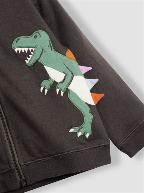 Buy JoJo Maman Bébé Charcoal Grey T-Rex Appliqué Reversible Hoodie from ...