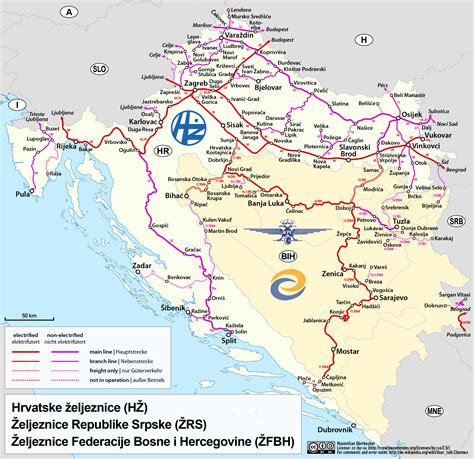Railway map of Croatia and Bosnia and Herzegovina - March 2018 | Croatia map, Belize travel ...