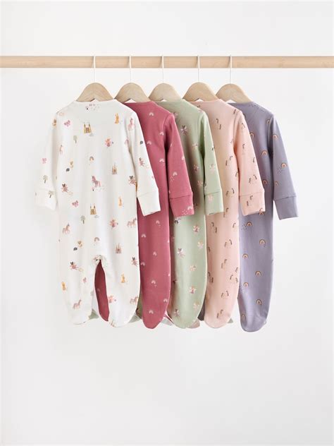 Buy Pastel Character 5 Pack Baby Sleepsuits (0-2yrs) from Next India