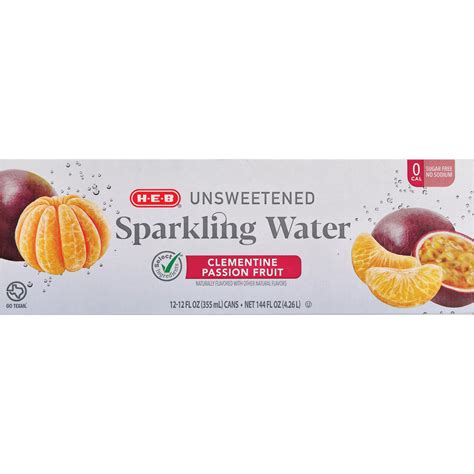 H-E-B Unsweetened Clementine Passion Fruit Sparkling Water 12 pk Cans ...