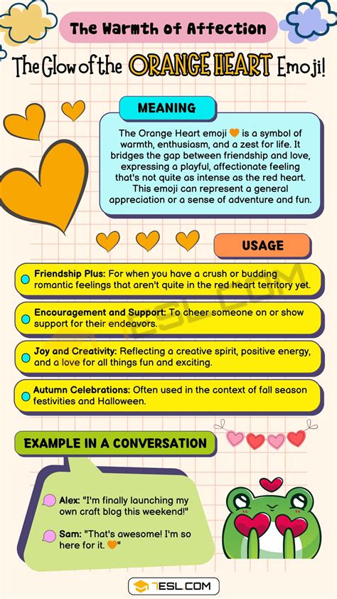 Orange Heart Emoji Meaning, Origin and Examples • 7ESL