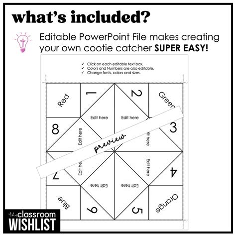 Cootie Catcher Template | Fortune Teller Editable Template | Commercia – Hot Chocolate Teachables