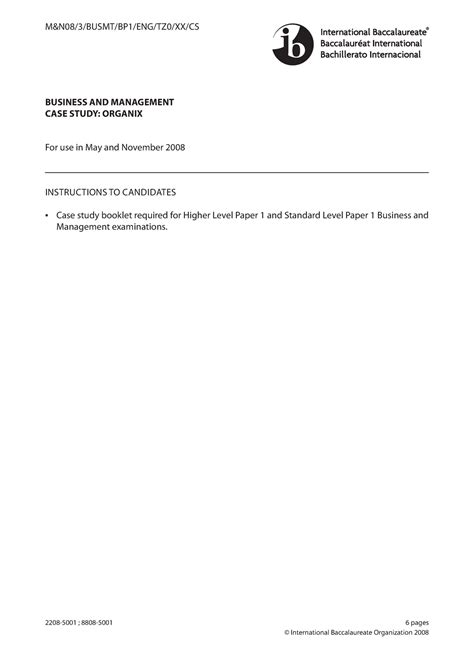 Business and management HL+SL paper 1 case study - M&N08/3/BUSMT/BP1 ...