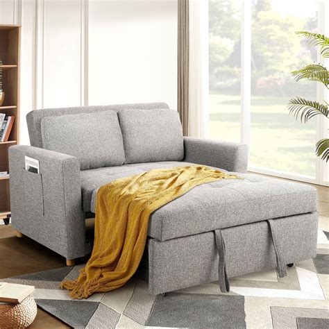 ZAFLY Pull Out Sofa Bed, 2 Seater Sleeper Sofa, Convertible Loveseat ...