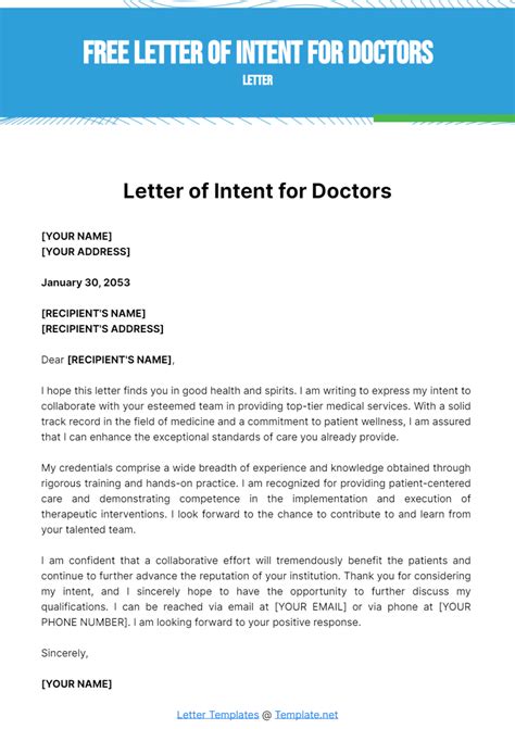 Example Letter Of Intent Medical School Letter Of Intent For Medical