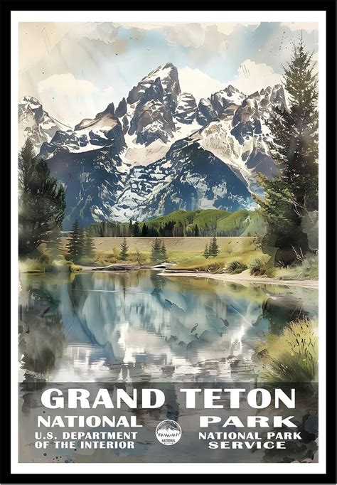 Eastern Print Grand Teton National Park Poster, National Park Wall Art ...