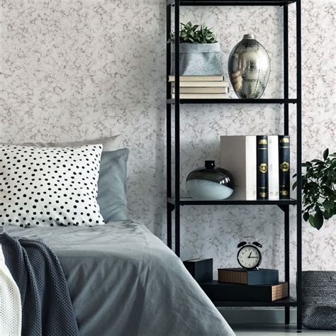 Patterned Wallpaper Marble – black and white | wall-art.com