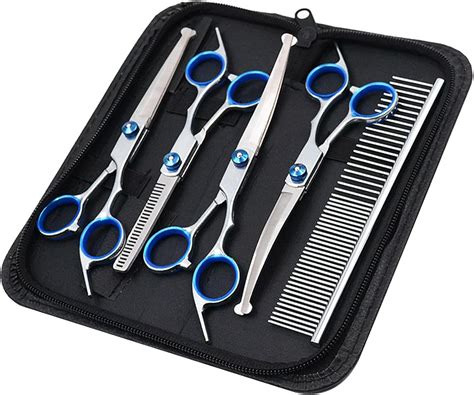 Dog Grooming Scissors Set, 6 in 1 Professional Stainless Steel Dog ...