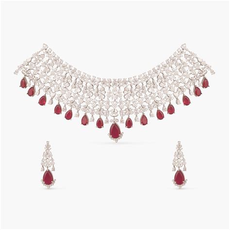Buy Ruhi Nakshatra CZ Red Choker Set | Tarinika – Tarinika India