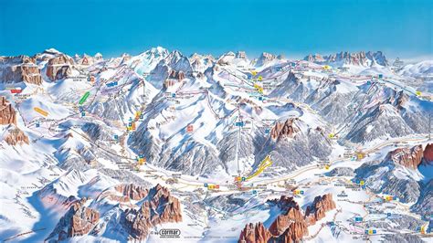 Mappa piste e impianti Val di Fassa