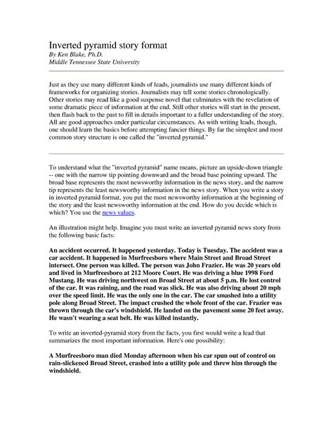 Inverted pyramid story format - Middle Tennessee State University Just ...