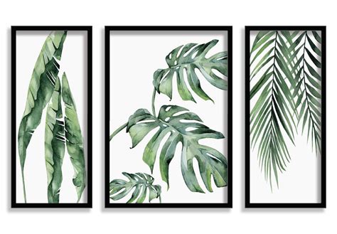 SAF paintings Tropical Leaves Modern Art Black frame painting for Wall ...