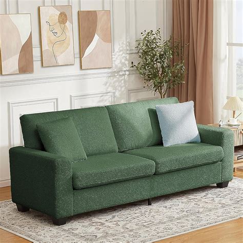 Qeetex Modern Sofa 3 Deep Seat with Wide Armrest Removable Washable ...