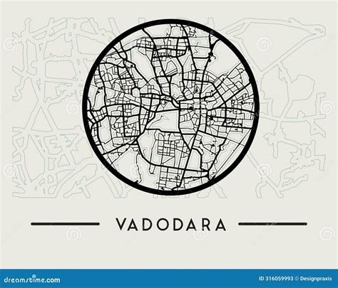Abstract Vadodara City Map - Illustration Stock Illustration - Illustration of intersection ...