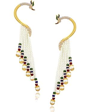 Sukkhi Designer Pearl Gold Plated Peacock Meenakari Ear Cuff For Women ...