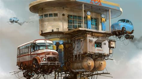 Download wallpaper 1920x1080 cars, building, sky, art, fiction, sсi-fi ...