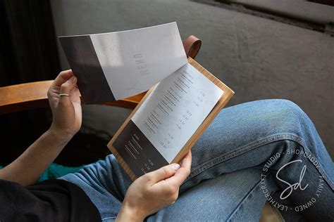 Wooden Menu Holder with Leather Loop-Menu Covers, India | Ubuy