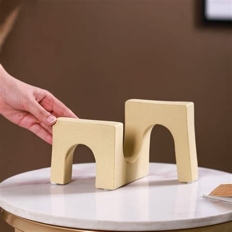 Frosted Building Three Doors Light Yellow Showpiece Online | Nestasia