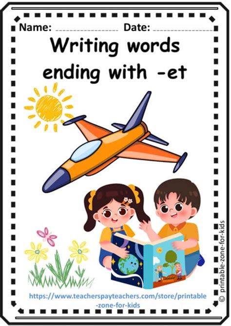 Writing words ending with -et by printable zone for kids | TPT