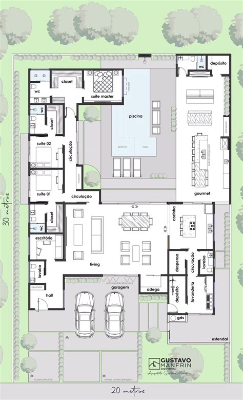 Spacious House Floor Plan with Two Car Garages