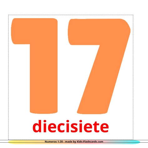 Diecisiete - Number Seventeen in Spanish