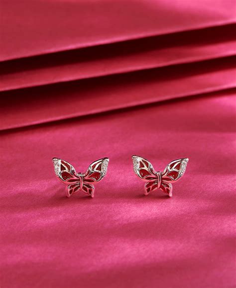 Silver Red Open Wings Butterfly Stud Earring – Silvostyle Jewellery LLP