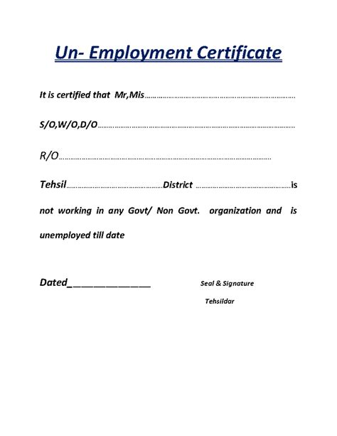 New unemployment - It is a trial - Un- Employment Certificate It is ...