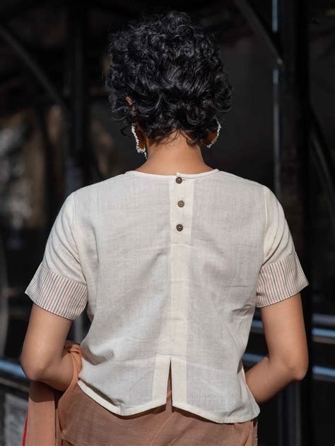 Soft Cotton Crop Top Blouse In White|On The Go Orchid|Suta