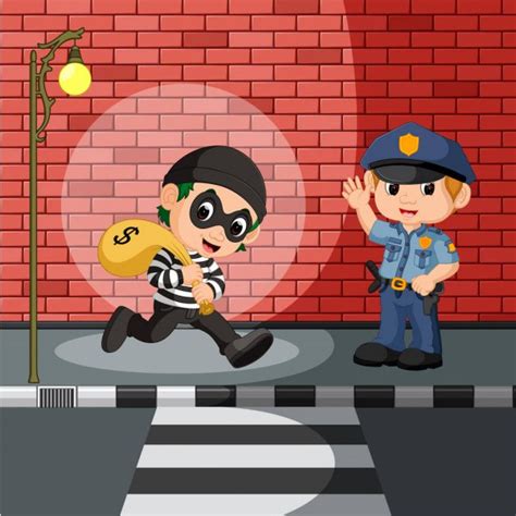 警察抓小偷图库矢量图片、免版税警察抓小偷插图|Depositphotos